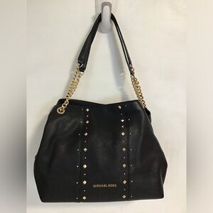 Michael Kors Bag Gold Chain Studs Shoulder Bag Black Excellent